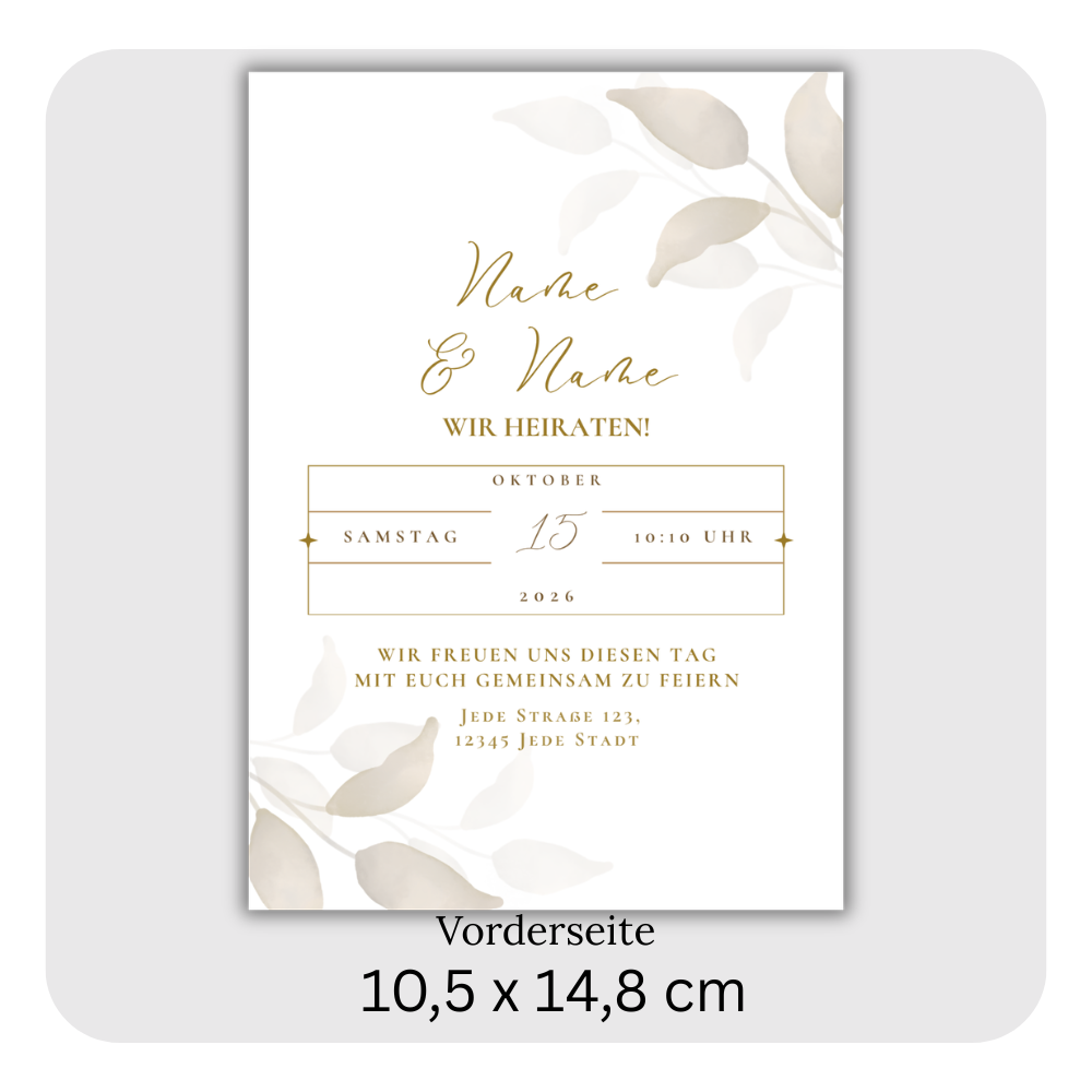 Hochzeitseinladungskarte zum ausdrucken