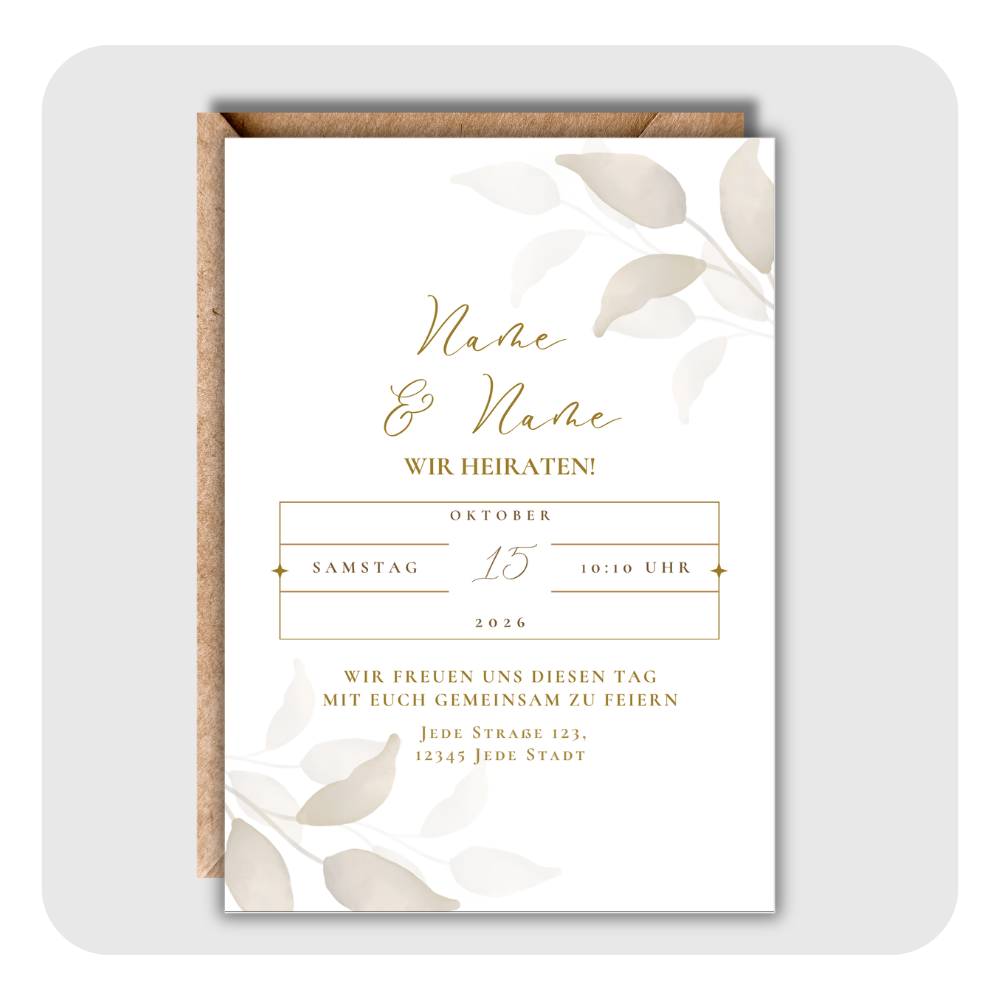 Hochzeitseinladungskarte zum ausdrucken